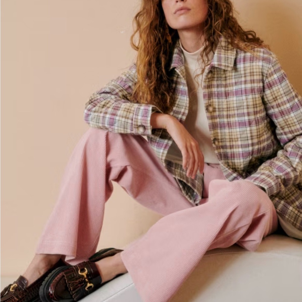 Sezane Will Jacket in Violet Check